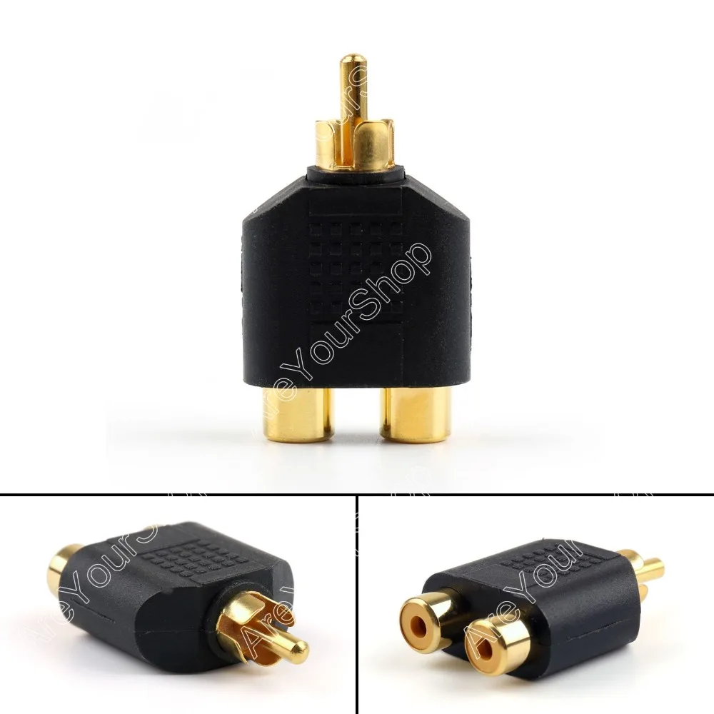 Areyourshop распродажа 100 шт. позолоченный RCA адаптер аудио Y сплиттер штекер 1 2 Женский