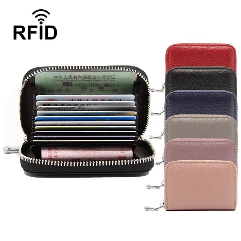 Модный женский кожаный чехол с функцией защиты от RFID карт, бизнес-держатель для карт, мужской женский кошелек для кредитных карт