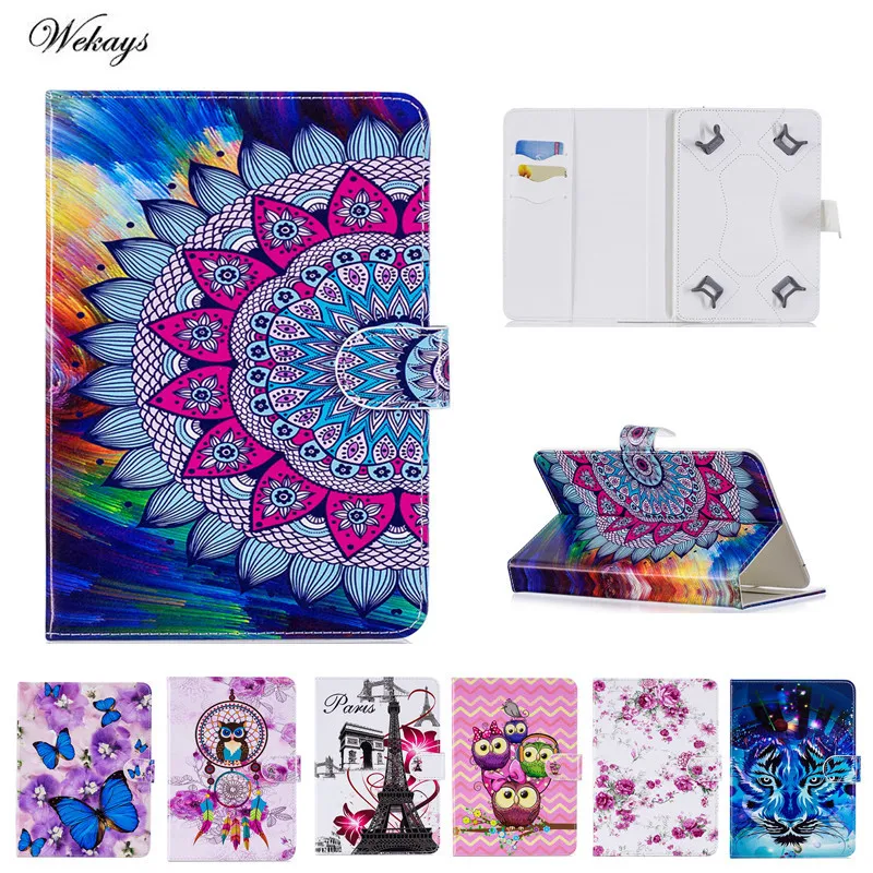 Wekays For Samsung Amazon Covers 7 Inch Tablet Protective Case Universal PU Leather Stand Cover Cases For Cartoon Owl Butterfly