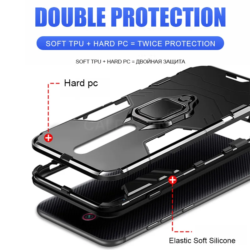 Luxury Armor Soft Ring Full Case Cover On The For Xiaomi Redmi 7 K20 Pro Note 5 6 Plus Shockproof Silicone Phone |