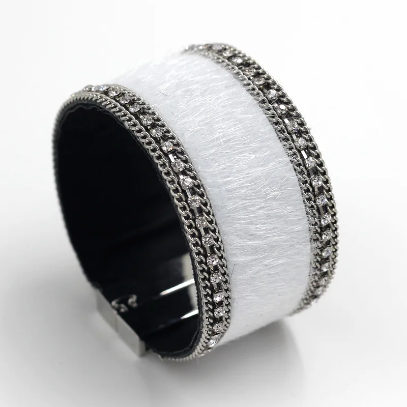 Vonnor Jewelry Для женщин плюшевые кожа Магнитная застежка Браслеты, белый, черный, зеленый, коричневый - Окраска металла: B062a