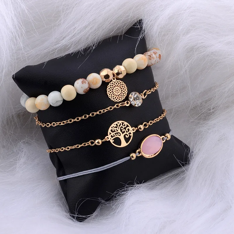 Браслеты LETAPI 4 шт./лот в богемном стиле с картой и цветами Набор браслетов для