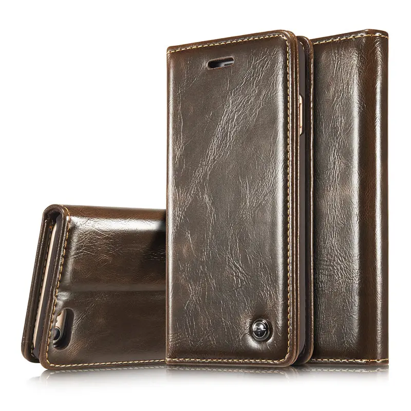 Для iphone 6s Case Кожа Натуральная Флип Магнитный Кошелек Luxury с Слот Карты Стенд