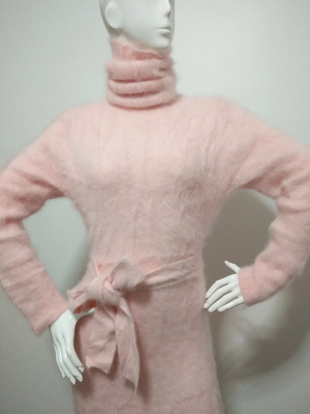 Женский кашемировый свитер из ангоры длинное кашемировое платье-свитер