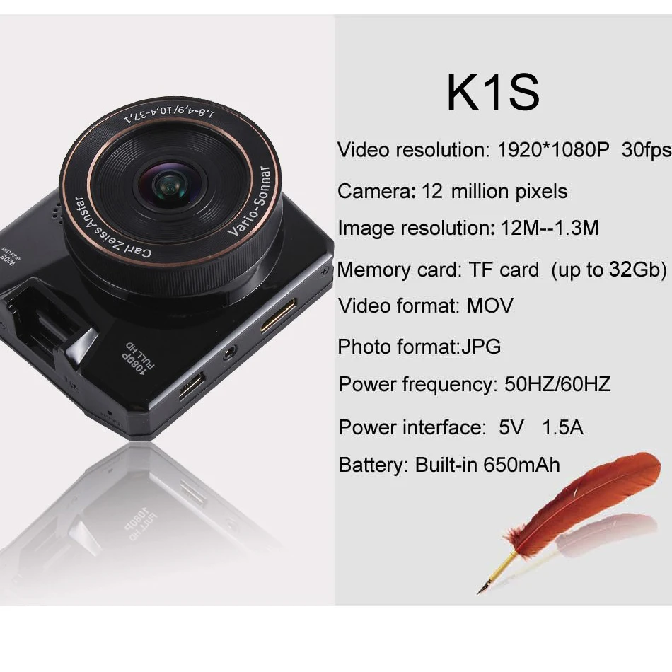ANSTAR K1S 2 31 Mini Автомобильный видеорегистратор Full HD 1296P * 1080P с ночным видением