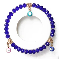 isinyee fashion blue pink green evil eye charm bracelet elastic rope glass crystal bead bracelets for women lucky summer jewelry