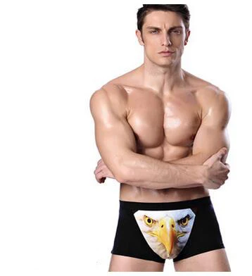 Хлопок волк underwear боксер мультфильм 3d трусы пениса чехол мужской трусы sheer мужские трусы смешные трусы бренд - Цвет: black eagle