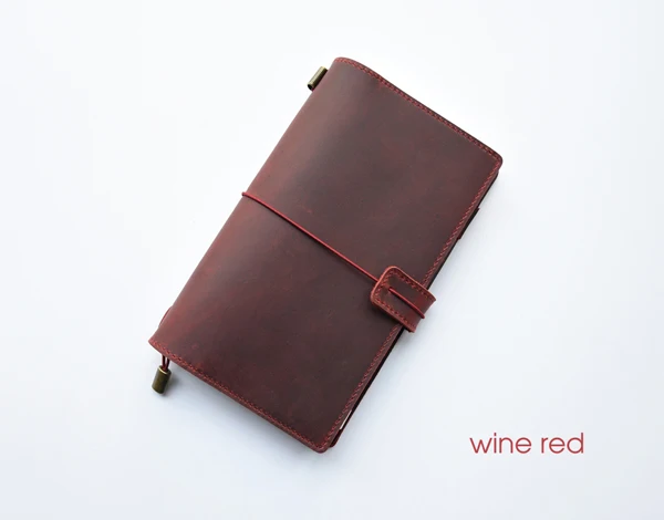 Wine Red Винтажный кожаный Многофункциональный органайзер для путешествий, блокнот для путешествий, блокнот ручной работы, карманный размер, креативный подарок - Цвет: Wine Red