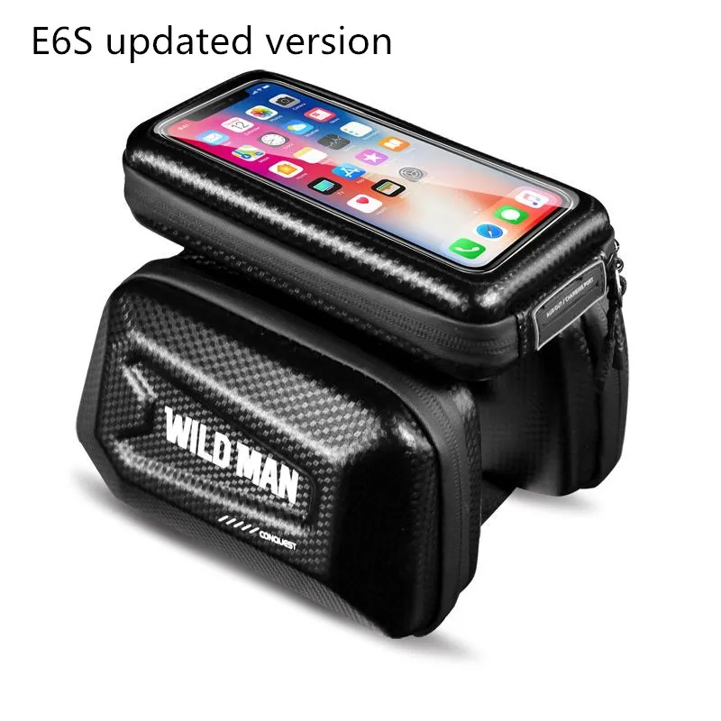 E6S Update Велосипедная верхняя труба сумка Водонепроницаемая MTB велосипедная Рама Передняя головка сотовый телефон сенсорный экран сумка Pannier Аксессуары для велосипеда - Цвет: E6S Update