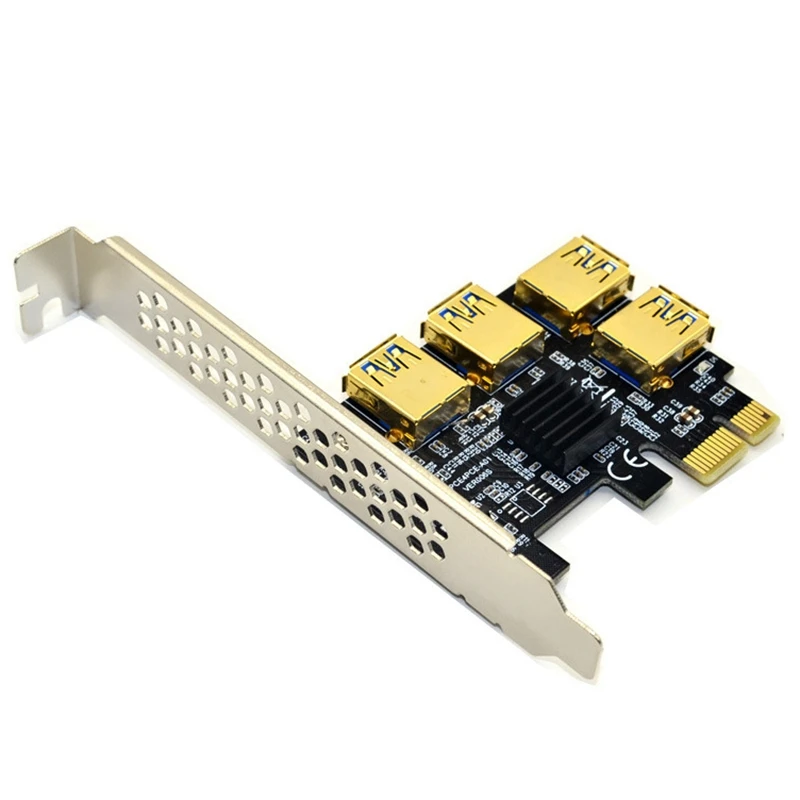 New 4 Ports PCIe Riser Adapter Board PCI-E 1x to USB 3.0 Rabbet GPU Extender Ethereum ETH/Monero XMR/Zcash ZEC 1 | Компьютеры и офис