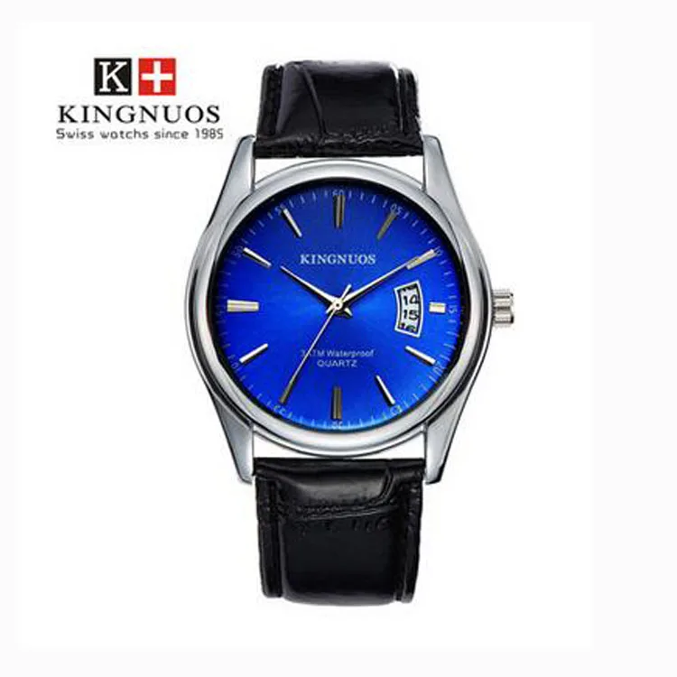Black and Blue Zegarki meskie kingnuos военные мужские кварцевые часы бренд двойной календарь часы из нержавеющей стали наручные часы relogio masculino saat - Цвет: Black and Blue