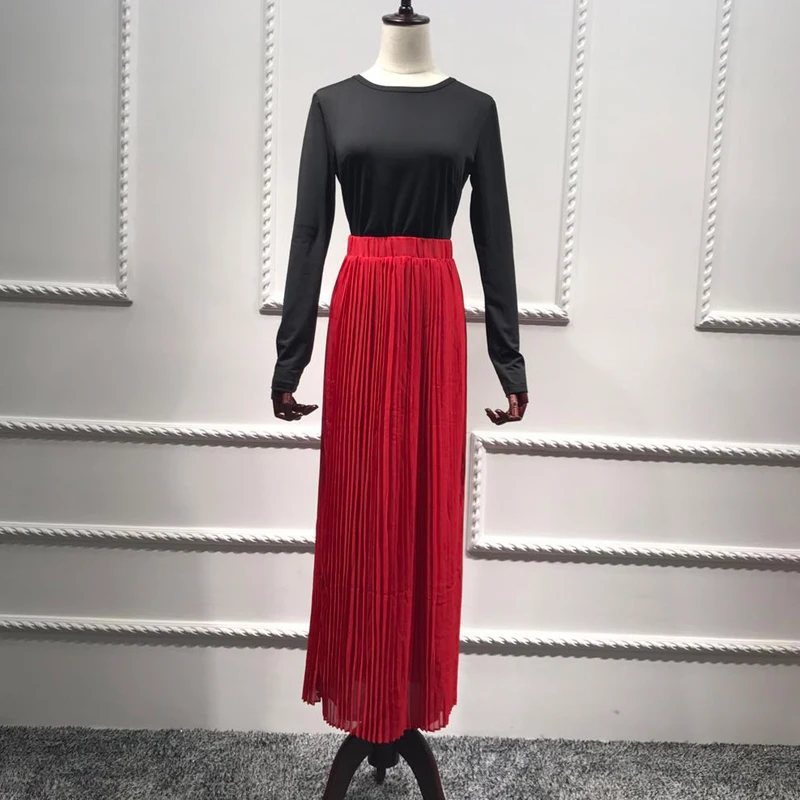 Плюс Размеры плиссированные юбки Faldas Mujer Moda корейский Абая, для мусульман шифон обтягивающая юбка-макси длинные женские юбки Одежда Jupe Femme