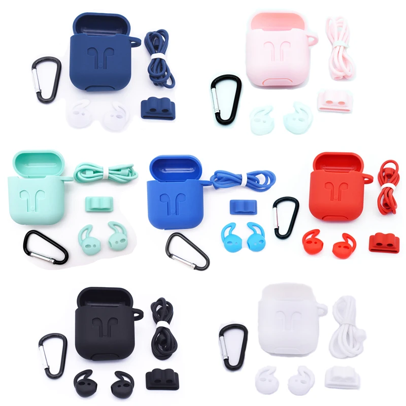 5 в 1 силиконовый чехол для Airpods наушники беспроводные Bluetooth Рукав Протектор Чехол