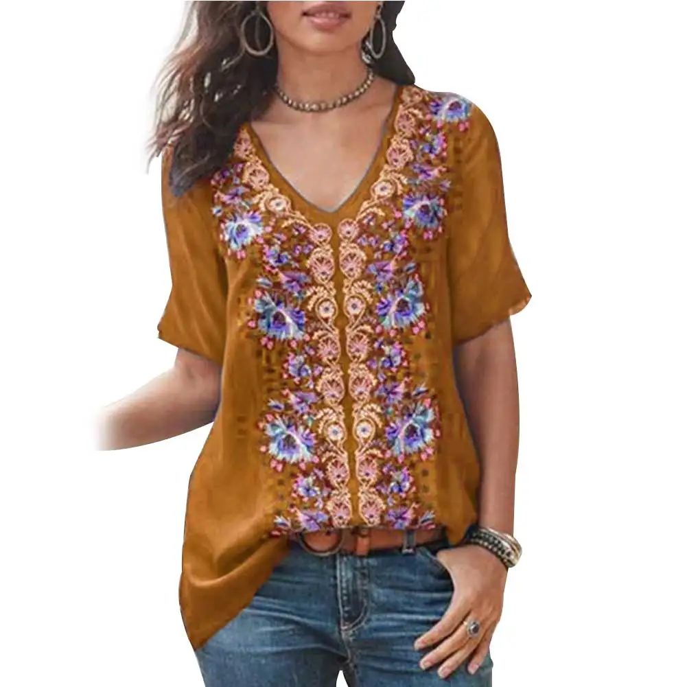 Женская футболка летняя плюс размер Сращивание Ретро стиль короткий рукав