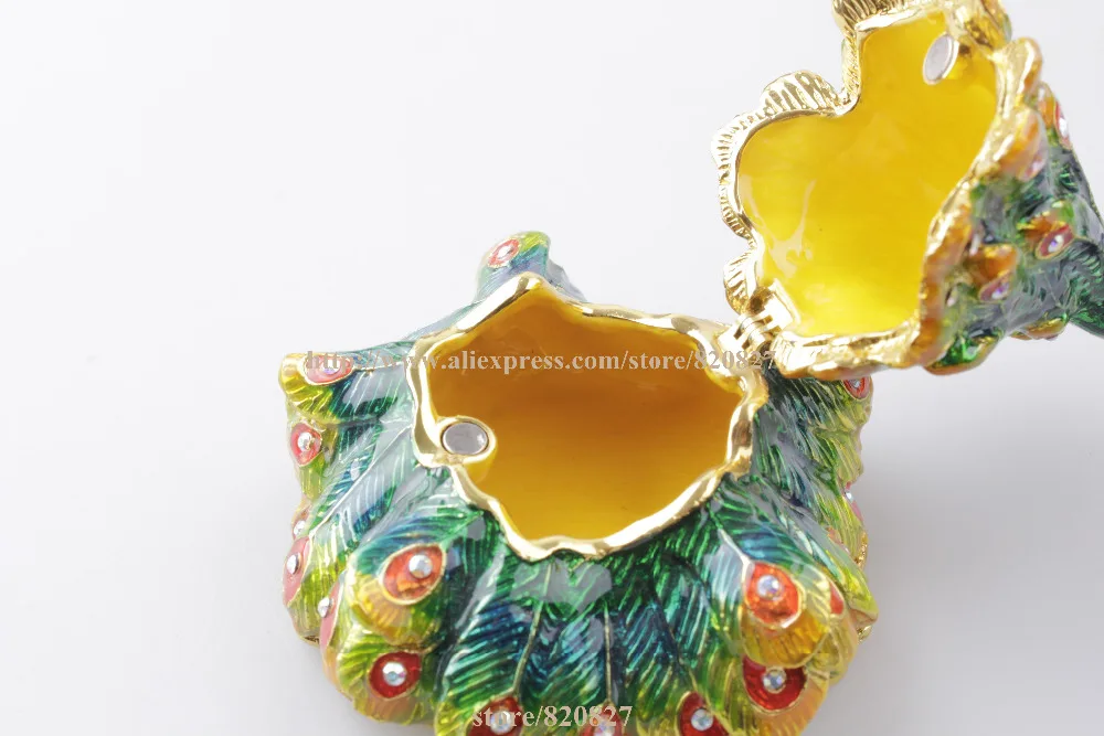 Симпатичная Павлин откидной оловянный шкатулка для безделушек подробнее о