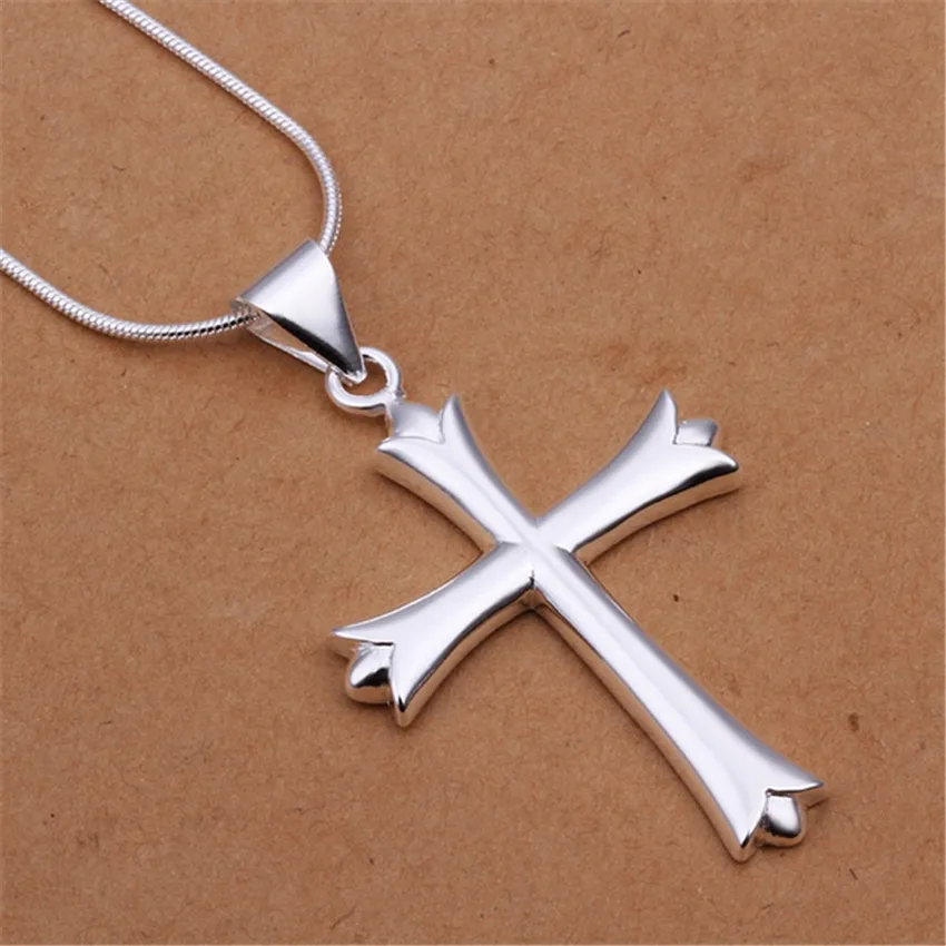 

925silver color cross pendant Women wedding gift men's minimalist Necklace Fashion trends Jewelry Gifts N290