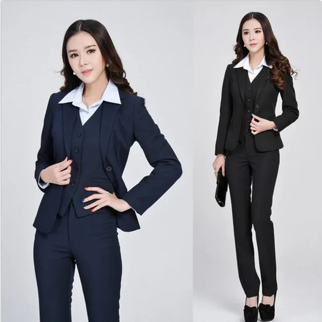 Женские деловые костюмы из трех предметов брюки и блейзер | Женская одежда