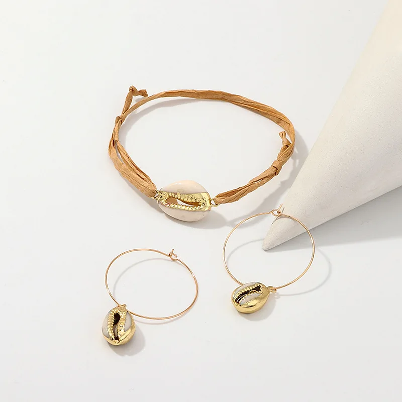 Браслет в виде ракушек Cowrie femme Регулируемый рафия Бохо дружба золотые настоящие