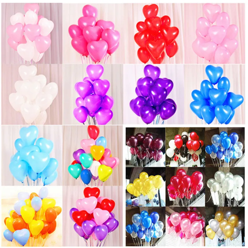 

5pcs 12inch 2.2g Gold Pink Heart Foil Latex Balloons Air Wedding Helium Balloon Happy Birthday Party Decoration Kids Baby Shower