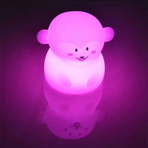 Color change monkey Милый мультяшный силиконовый детский светодиодный ночник в виде совы, детские игрушки, прикроватные ночники, подарки для детей, 8 видов цветов, меняющиеся - Испускаемый цвет: Color change monkey