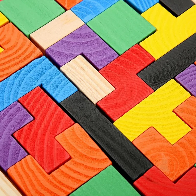 Высокое качество игрушка montessori развивающие тетрис головоломки игрушки из дерева