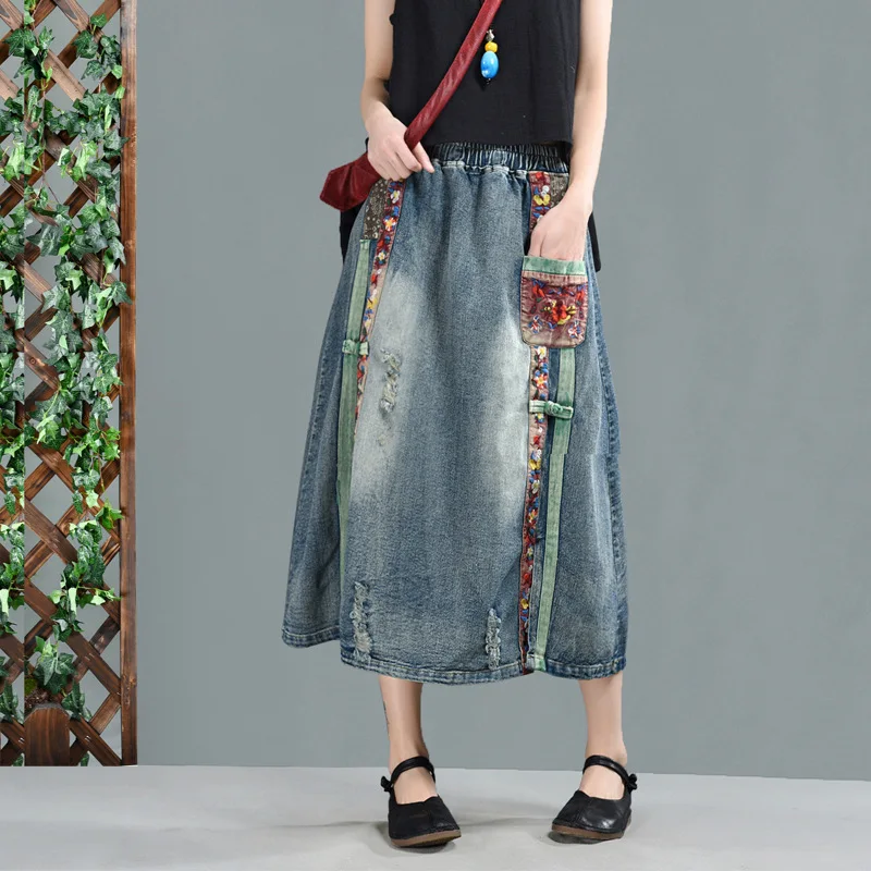 Женская Ковбойская юбка с пуговицами и надписью Весенняя длинная для девочек 2019 |