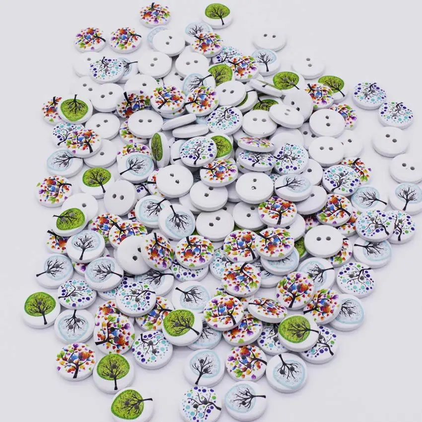 Деревянные пуговицы для шитья и скрапбукинга 2 отверстия 100 шт.|button resin|accessories