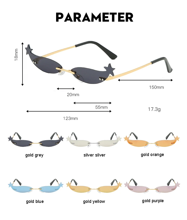 Солнцезащитные очки без оправы UV400 для мужчин и женщин маленькие модные