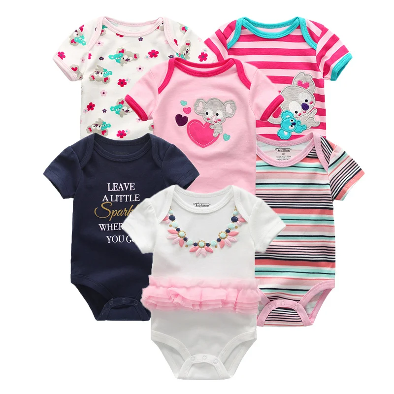 Clothing Sets6717 Г., 6 шт./партия, детская одежда хлопковая одежда с единорогом для маленьких девочек Одежда для новорожденных мальчиков Комплекты одежды для малышей с короткими рукавами Roupa de - Цвет: Clothing Sets6717