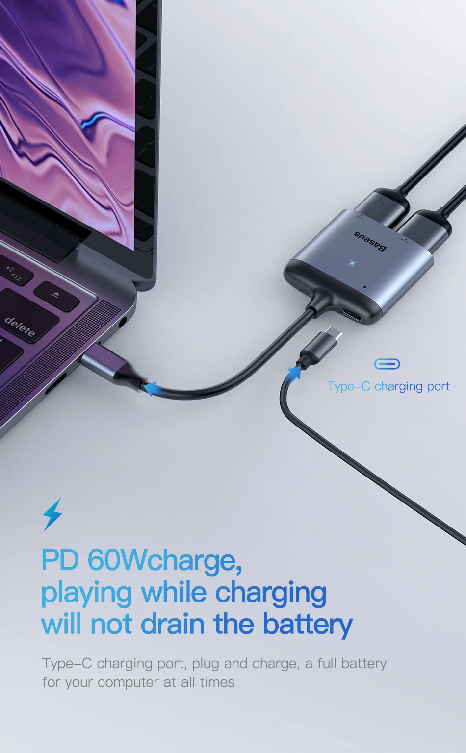 Baseus USB C концентратор Тип C концентратор HDMI Ethernet мульти USB 3,0 Порты и разъёмы Thunderbolt 3 2 Мощность адаптер для MacBook Pro Air док-станция для USB-C концентратор