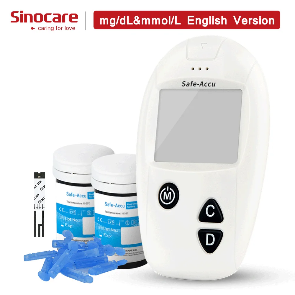 

(mg/dL VS mmol/L)Sinocare Safe-Accu Blood Glucose Meter &50 Test Strips Lancets Glm Exact Glucometer Diabetes Tester Sugar Meter