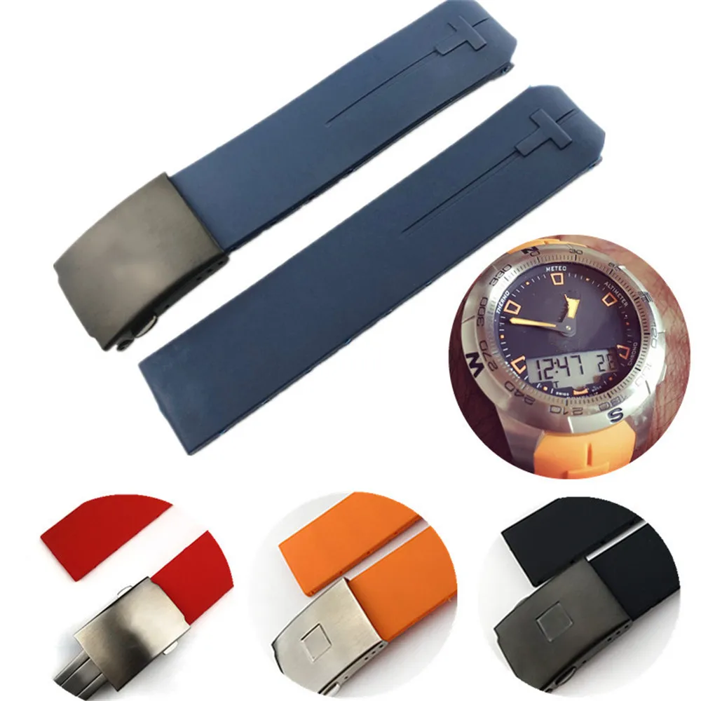 Ремешок резиновый для часов Tissot спортивный силиконовый браслет T Touch T013420A T047 T33 20