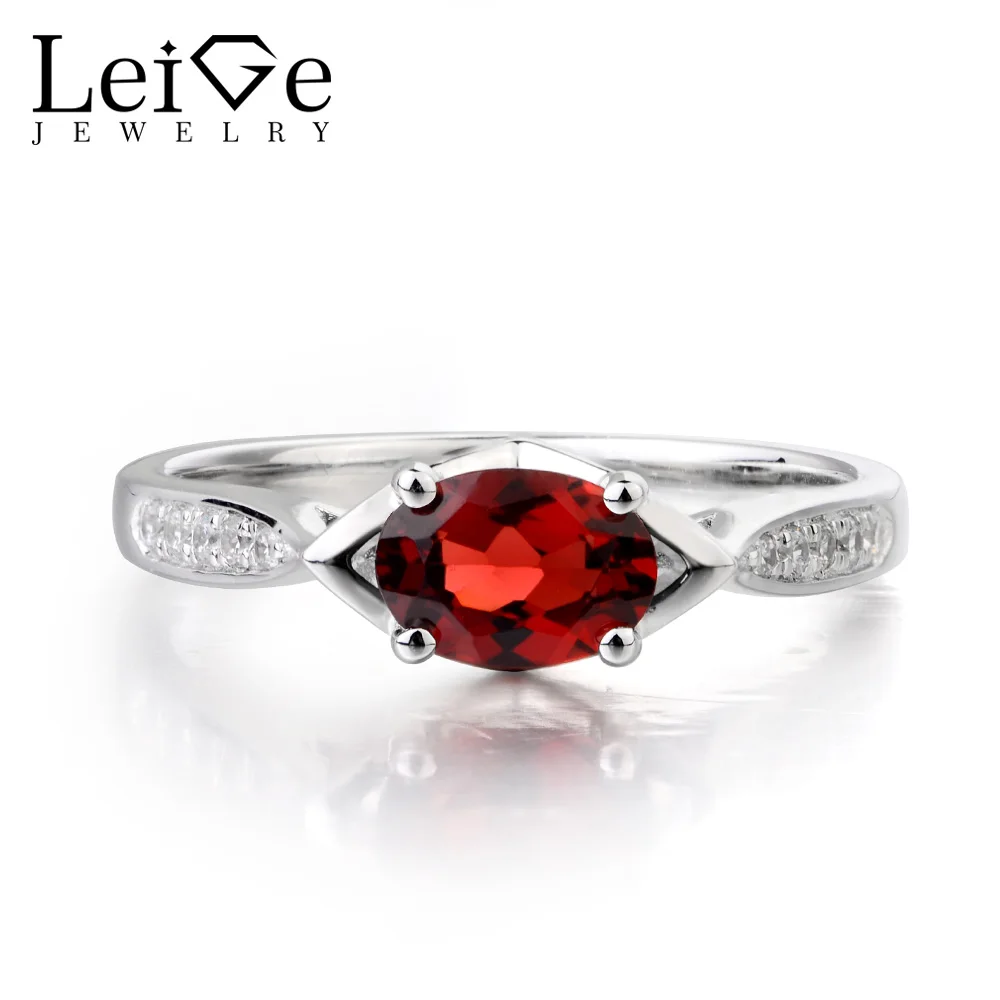 

Leige Jewelry Natural Red Garnet Ring Garnet Proposal Ring Oval Cut Gems Sterling Silver Romantic Gifts Fine Jewelry Female Ring