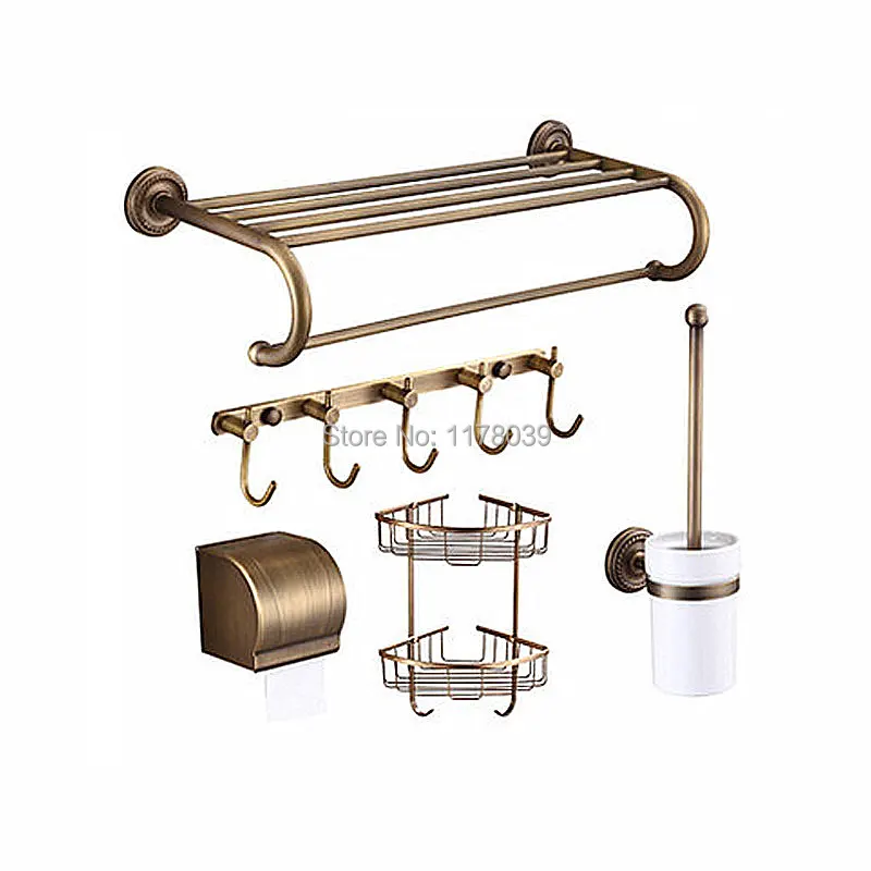 Полностью медная Антикварная вешалка для полотенец латунные Ретро полки ванной