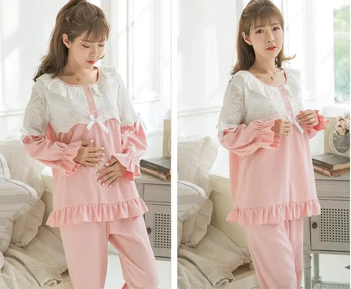 Женская пижама для беременных комплект одежды из 2 предметов кружевные лоскутные