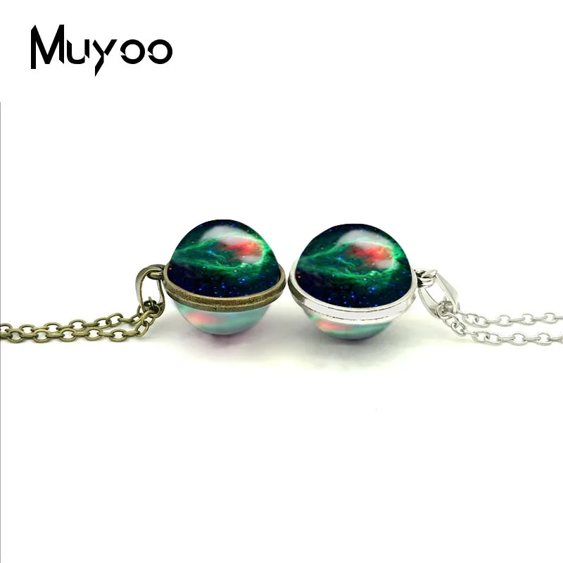 

2018 New Starry Sky Double Sided Pendant Space Necklace Nebula Jewelry Round Class Photo Cabochon Pendants Necklaces