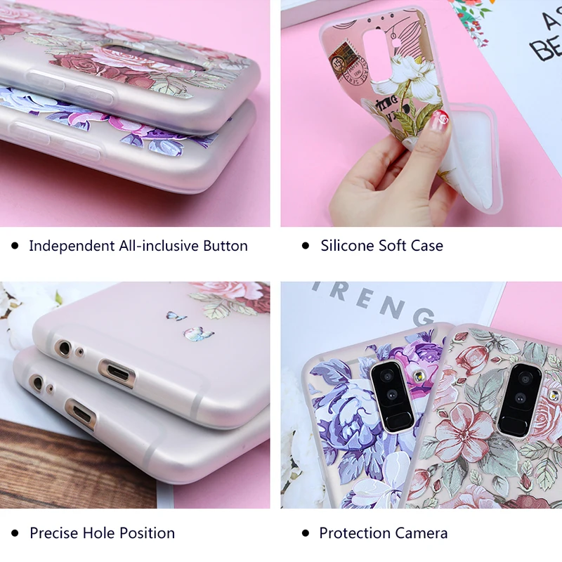 EIRMEON Flower Silicon Case For Samsung Galaxy S8 S7 Edge S9 Plus A5 2017 J2 J3 J5 J7 A3 A7 2016 A8 A6 J6 J4 2018 Cases |