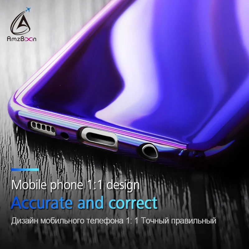 Amzboon Case For Samsung Galaxy S8 Plus luxury Aurora Gradient Color Transparent S7 Edge Hard PC light Cover |