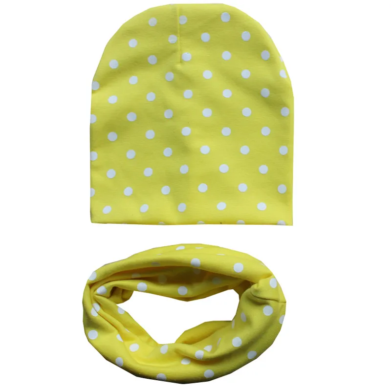 yellow dot Осень-зима, вязаный крючком детский шарф, шапка, комплект для маленьких девочек, шапка, шарф, комплект, модный детский набор из шапки и шарфа для мальчиков, детская теплая шапка, шапочки - Цвет: yellow dot