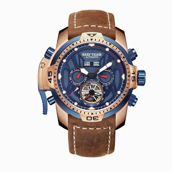 Спортивные часы Reef Tiger/RT со сложным циферблатом и вечным календарем, большой стальной чехол RGA3532 - Цвет: RGA3532PLSR