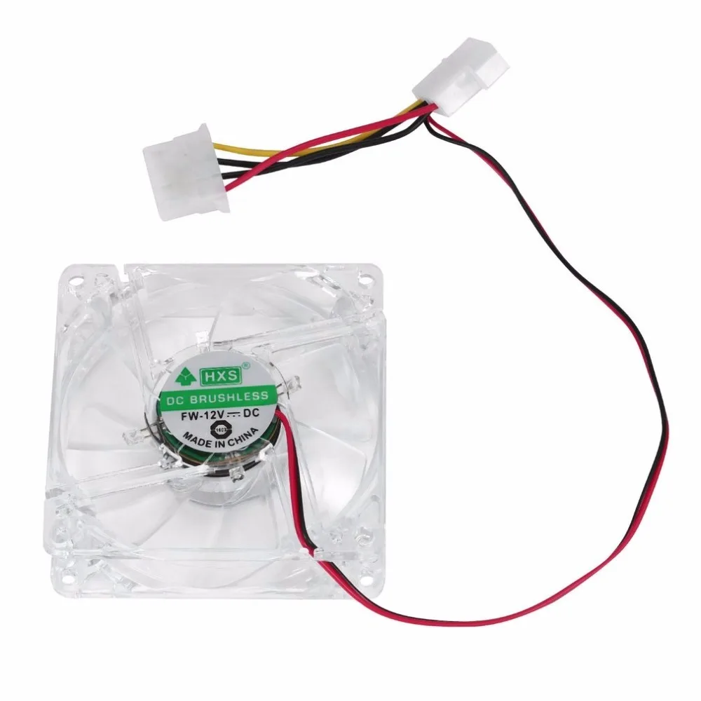 12V 0.20A 80x80x25mm вентилятор компьютера 4 светодиодный бесшумный ПК компьютер чехол