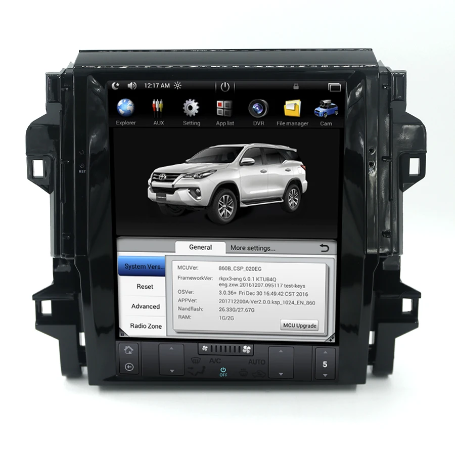 12,1 дюймов Автомобильный мультимедийный плеер для Toyota Fortuner Android 7,1 четырехъядерный Анто Мультимедиа стерео видео плеер gps навигация