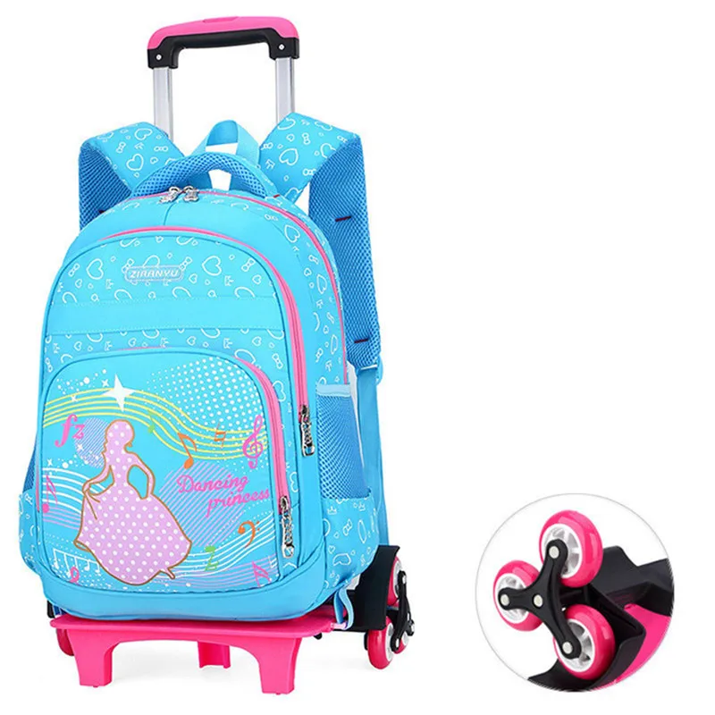6 wheels blue Горячая Распродажа, съемные детские школьные сумки с 2/6 колесами для девочек, рюкзак на колесиках, Детская сумка на колесиках, рюкзак для путешествий - Цвет: 6 wheels blue