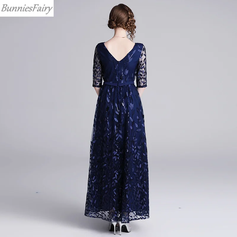 BunniesFairy 2019 летнее Новое Женское платье высокого класса темно синие листья