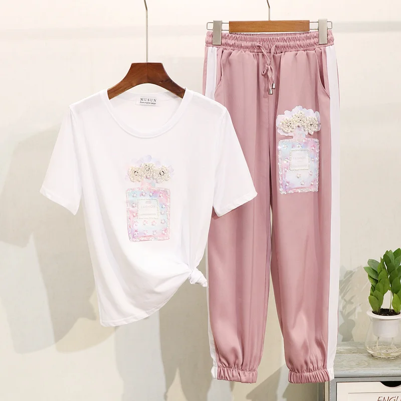 Повседневный Спортивный костюм летние топы женские 2019 Новая модная свободная