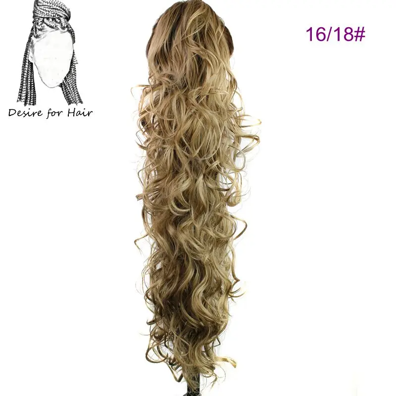 Зеленый Desire for hair, длина 30 дюймов, 200 г, высокотемпературные синтетические кудрявые волосы для наращивания в виде конского хвоста с зажимом для когтей, шиньоны для женщин - Цвет: Зеленый