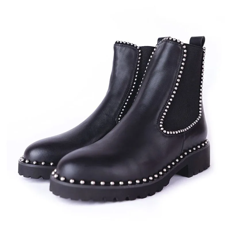 Coolcept/новые женские ботильоны Обувь из натуральной кожи с круглым носком и