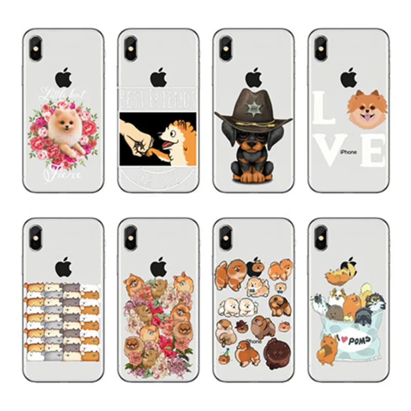 Pomeranian cao bonito Caso Capa Dura para o iPhone Da Apple X XS Max XR 6 7 8 Plus alem de 5 10 чехол для телефона|Сумки