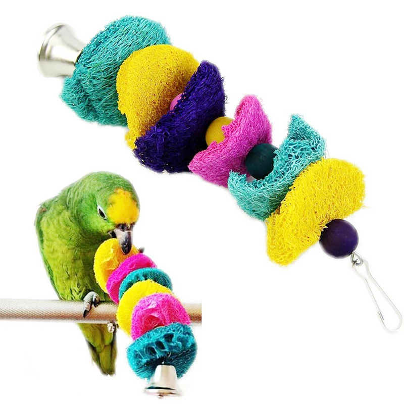Люфы попугай стенд птицы игрушки для домашних птиц жевательные попугая птичья