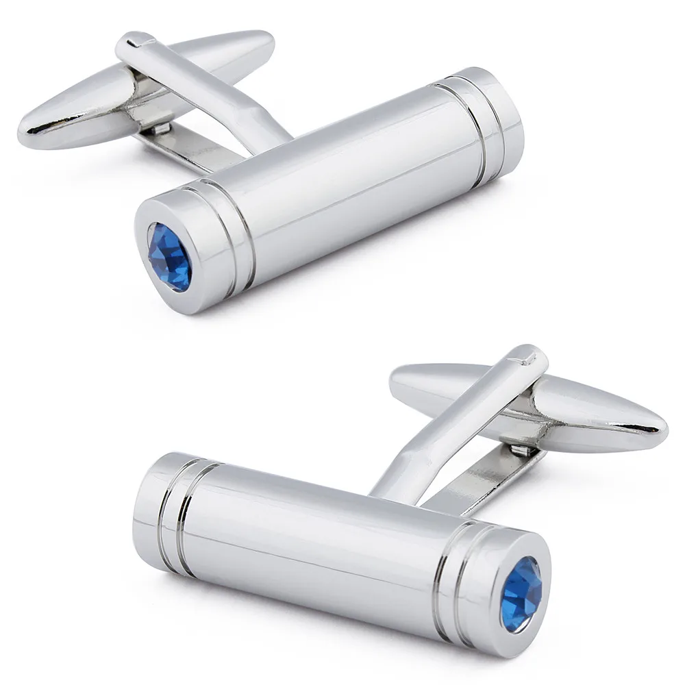 

Cylinder Pattern Metal Cufflinks Crystal Fashion Jewelry Men's Shirt Button Accessories